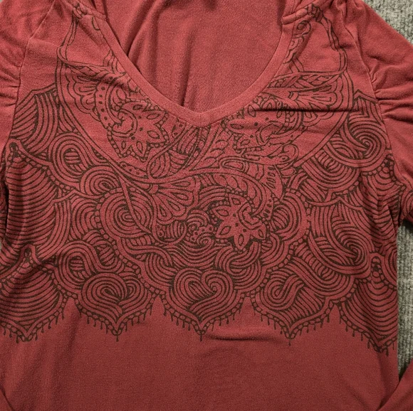 prAna Terracotta Graphic V-Neck Hoodie Pullover Size Small - Picture 3 of 10